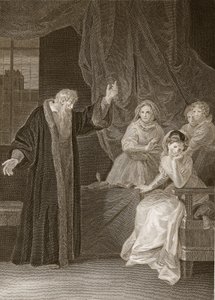 Mary Queen of Scots tillrättavisad av Knox, illustration från David Humes The History of England, pub. av R. Bowyer, London, 1812 av English School