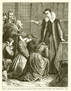 Mary, Queen of Scots, tog avsked från sina skötare före sin avrättning, 1587 av English School