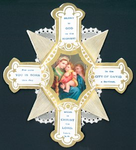 Maria och Jesusbarnet, julkort av English School