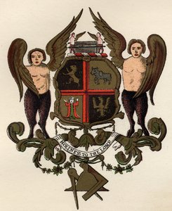 Frimurarvapen, efter en målad panel i W.H.Y. Rylands, från The History of Freemasonry, volym II, publicerad av Thomas C. Jack, London, 1883 av English School