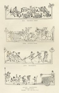 Maj, juni, juli och augusti, från The Julius Calendar and Hymnal, illustration från History of the English People av English School
