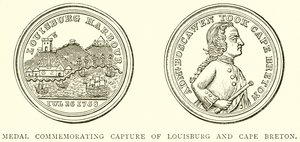 Medalj till minne av fångsten av Louisburg och Cape Breton av English School