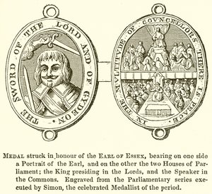 Medalj slagen för att hedra Earl of Essex av English School