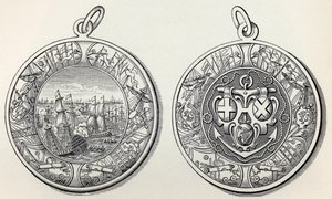 Medalj till minne av amiral Robert Blakes segrar över holländarna 1653, från A Short History of the English People av J. R. Green, publicerad 1893 av English School