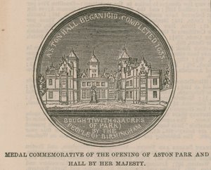 Medalj till minne av invigningen av Aston Park och Hall av Hennes Majestät av English School