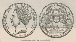Medalj för öppningen av Blackfriars nya bro, London av English School
