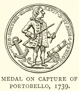 Medalj för tillfångatagandet av Portobello, 1739 av English School