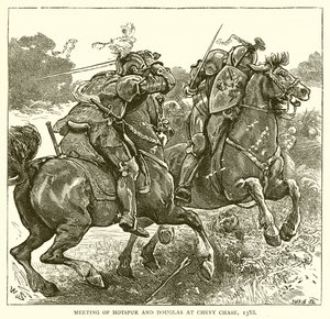 Möte mellan Hotspur och Douglas på Chevy Chase, 1388 av English School