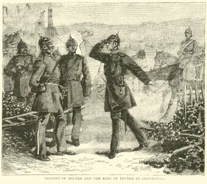 Möte mellan Moltke och kungen av Preussen på Gravelotte, augusti 1870 av English School