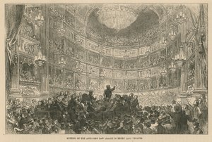 Möte för Anti-Corn Law League i Drury Lane Theatre av English School