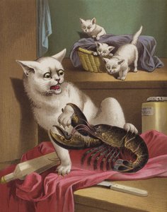 Meg and the Lobster (chromolitho) av English School