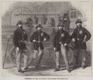 Medlemmar av Coventry Volunteer Fire Brigade (gravyr) av English School