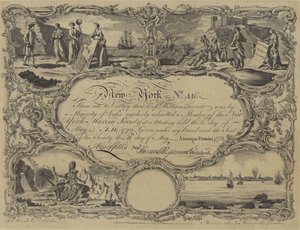 Medlemskapscertifikat för New York Marine Society, 1773 av English School