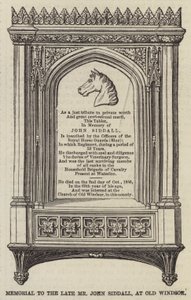 Minnesmärke över avlidne John Siddall, vid Old Windsor (gravyr) av English School