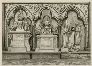 Minnesmärken och statyer i Westminster Abbey, London av English School