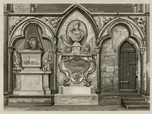 Minnesmärken och statyer i Westminster Abbey, London av English School