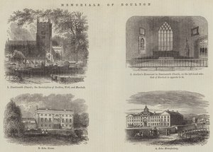 Minnesmärken över Boulton (gravyr) av English School
