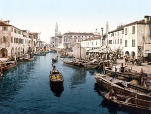 Fiskmarknad, Chioggia (handfärgat foto) av English School