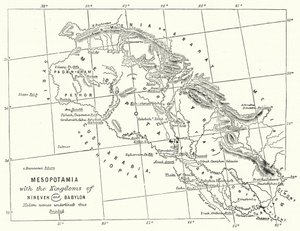 Mesopotamien med kungadömena Nineve och Babylon (gravyr) av English School