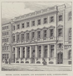 Mrs Lloyds, Barnetts och Bosanquet Bank, Lombard-Street (gravyr) av English School