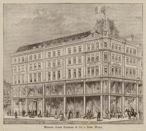 Messrs John Barker and Co, Drapers and General Warehousemen, Outfitters, Domestic Engineers, House Furnishers, and Purveyors, Kensington High Street, W (gravyr) av English School
