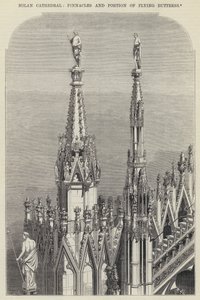Milanos katedral, höjdpunkter och del av flygande strävpelare (gravyr) av English School