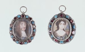Miniatyrer av Karl II och Katarina av Braganza av English School