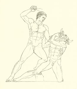 Minotaurus dödad av Theseus, Herkules vän av English School