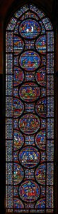 Miracle Window som visar berättelserna om John Roxborough och Henry Beche av English School