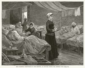Miss Florence Nightingale på sjukhuset i Scutari under Krimkriget (1855--6) av English School