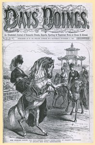 Miss Georgina Sanger, den välkända kvinnliga hästtämjaren, uppträder för närvarande på Astleys New Royal Amphitheater av English School
