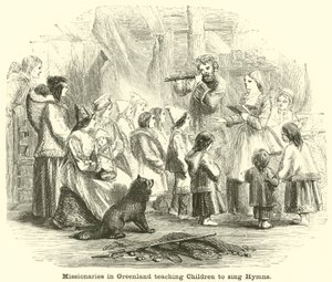 Missionärer på Grönland lär barn att sjunga psalmer av English School