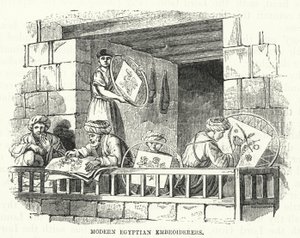 Moderna egyptiska broderare (gravyr) av English School