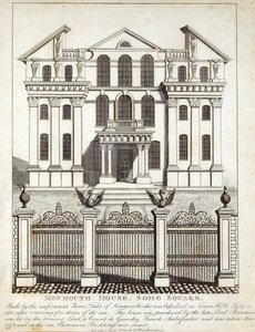 Monmouth House, Soho Square, publicerad av N. Smith, Gt Mays Buildings, 11 januari 1791 av English School