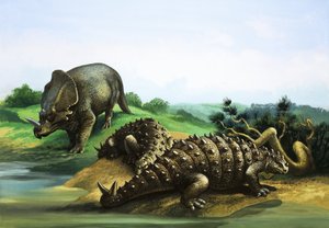 Monoclonius och Scolosaurus av English School