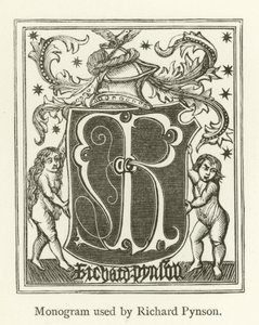 Monogram som används av Richard Pynson av English School