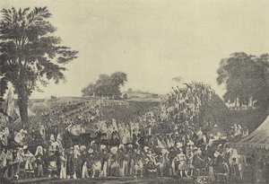 Montem-ceremoni vid Salt Hill, 1838 (gravyr) av English School