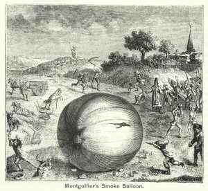 Montgolfiers rökballong (gravyr) av English School