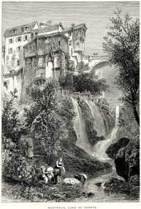 Montreux, Genèvesjön (gravyr) av English School