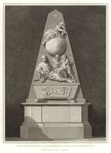 Monument uppfört till minnet av Sir Isaac Newton i Westminster Abbey av English School