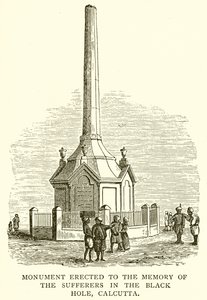 Monument uppfört till minnet av de lidande i det svarta hålet, Calcutta av English School