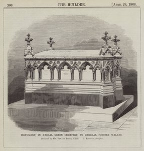 Monument, på Kensal Green Cemetery, till General Forster Walker, designat av Mr Edward Blore, FRS … (gravyr) av English School