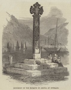 Monument över markisen av Argyll vid Inverary (gravyr) av English School