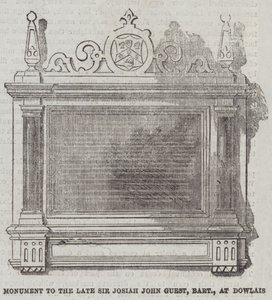 Monument till den avlidne Sir Josiah John Guest, Baronet, vid Dowlais (gravyr) av English School