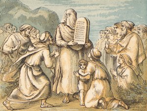 Moses Veiled (färgad gravyr) av English School