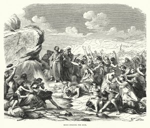 Moses slår klippan (gravyr) av English School