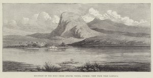 Det heliga korsets berg (Stavro Vouni), Cypern, utsikt från nära Larnaca (gravyr) av English School