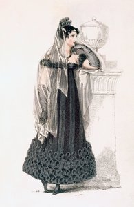 Sorgeklänning, modetallrik från Ackermanns Repository of Arts av English School