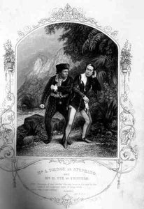 Mr A. Younge som Stephano och Mr N. Hye som Trinculo, akt III scen 2, i The Tempest, av William Shakespeare (1564-1616) gravyr av G. Greatbach från en daguerreotypi av J.P. Mayall (1810-1901) (gravyr) av English School