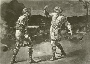 Mr Alexander som Macduff och Mr Irving som Macbeth (gravyr) av English School